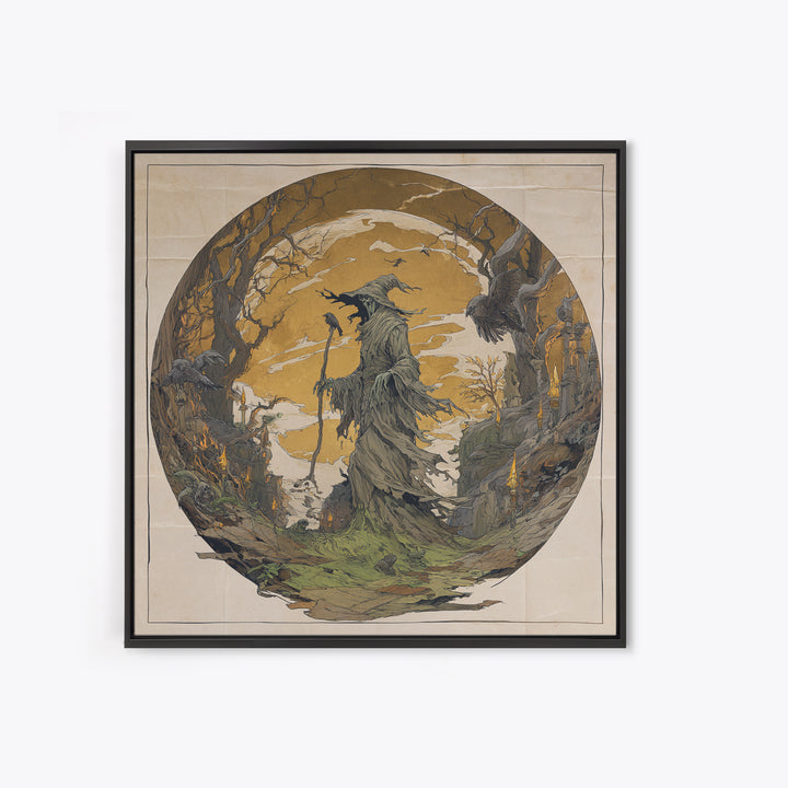 The Tattered Wraith, Gothic Storybook Art, Square Wall Art, Macabre Wall Art, Canvas Print, Halloween Wall Art, Statement Wall Art