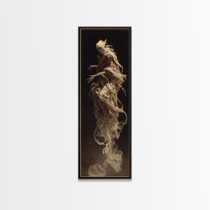 The Tattered Wraith, Surreal Apocalyptic Art, Tall Narrow Wall Art, Gothic Horror Wall Art, Framed Canvas Print, Halloween Wall Art
