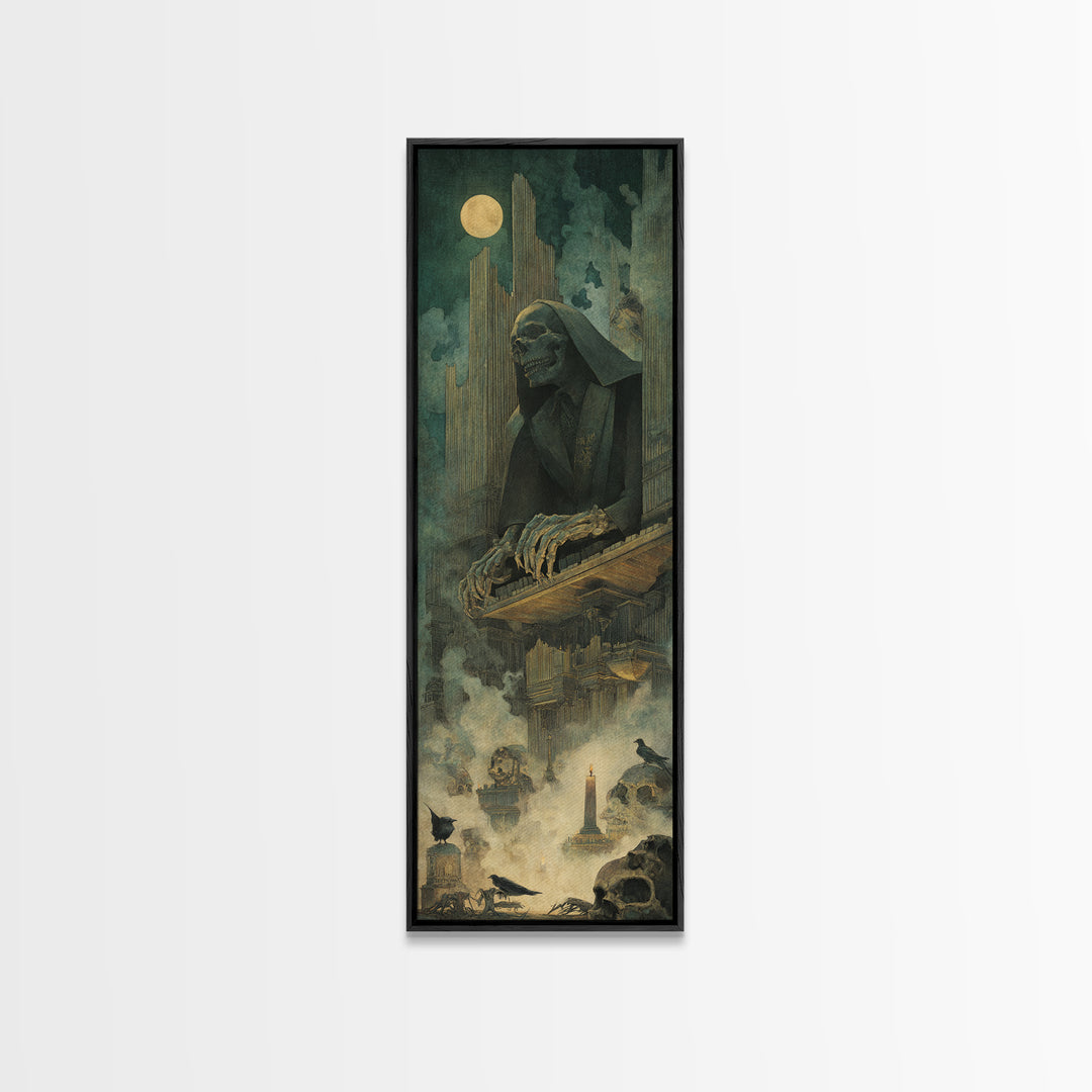 The Phantom Organist, Surreal Apocalyptic Art, Tall Narrow Wall Art, Gothic Horror Wall Art, Canvas Print, Halloween Wall Art