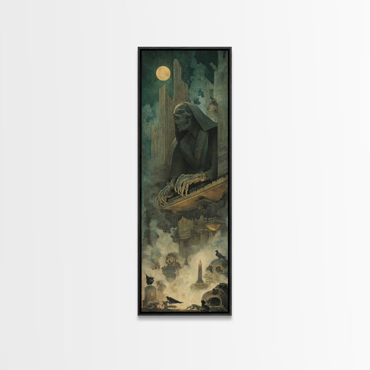 The Phantom Organist, Surreal Apocalyptic Art, Tall Narrow Wall Art, Gothic Horror Wall Art, Canvas Print, Halloween Wall Art
