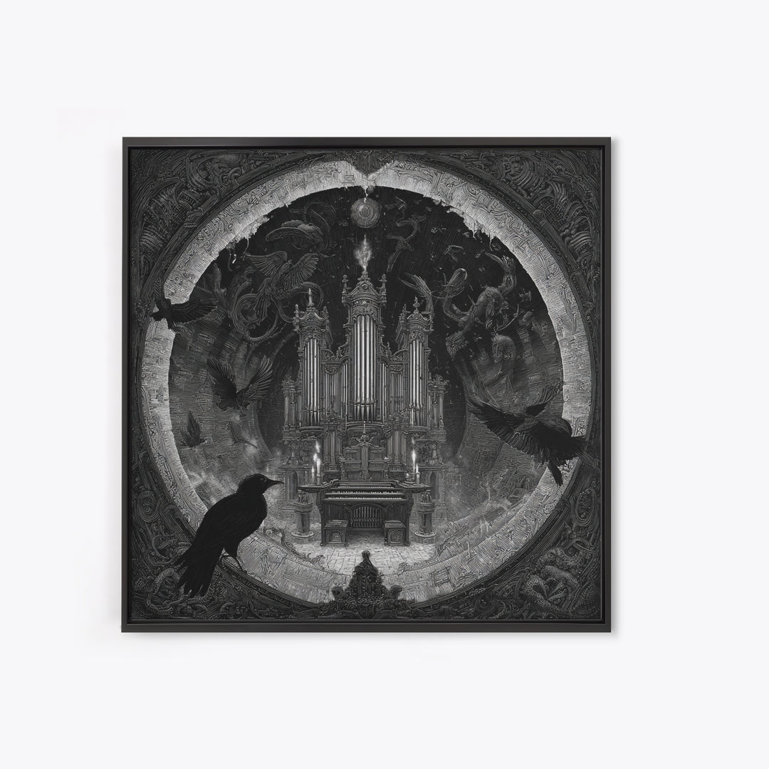 The Phantom Organist, Biomechanical Horror Art, Square Wall Art, Macabre Wall Art, Canvas Print, Halloween Wall Art, Gothic Home Decor