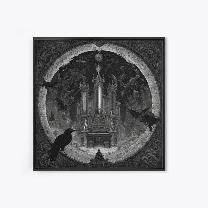 The Phantom Organist, Biomechanical Horror Art, Square Wall Art, Macabre Wall Art, Canvas Print, Halloween Wall Art, Gothic Home Decor