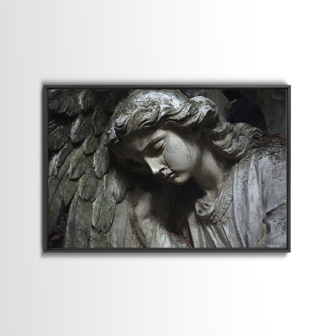 The Weeping Cemetery Angel, Gothic Nightmare Art, Landscape Wall Art, Dark Halloween Decor, Canvas Print, Halloween Wall Art