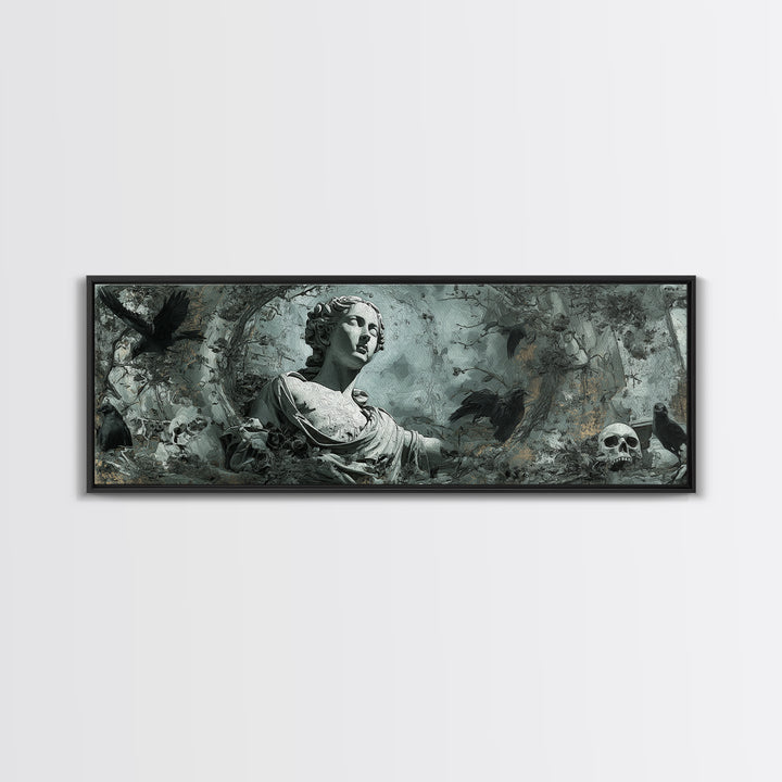 The Weeping Cemetery Angel, Decadent Gothic Art, Extra Wide Wall Art, Macabre Wall Art, Canvas Print, Halloween Wall Art