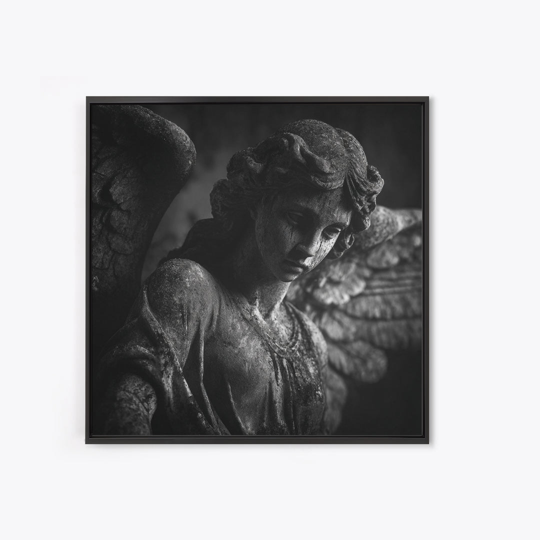 The Weeping Cemetery Angel, Biomechanical Horror Art, Square Wall Art, Gothic Horror Wall Art, Canvas Print, Halloween Wall Art