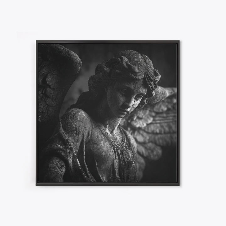 The Weeping Cemetery Angel, Biomechanical Horror Art, Square Wall Art, Gothic Horror Wall Art, Canvas Print, Halloween Wall Art