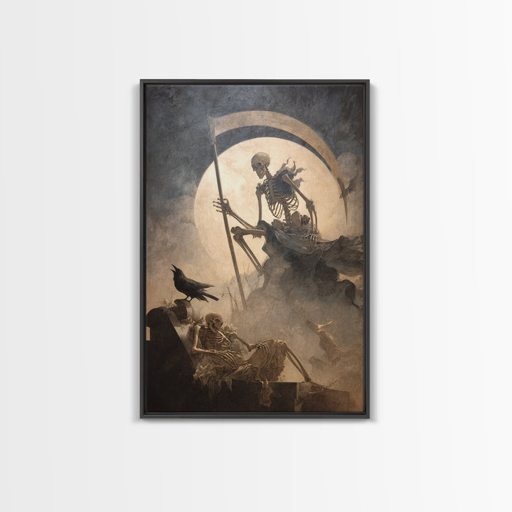 The Fog-Bound Reaper, Gothic Nightmare Art, Vertical Wall Art, Macabre Wall Art, Canvas Print, Halloween Wall Art, Statement Wall Art