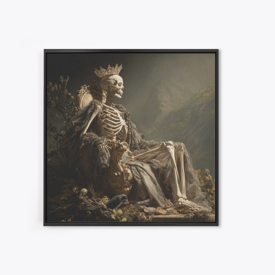 The Bone Queen, Baroque Witchcraft Art, Square Wall Art, Macabre Wall Art, Framed Canvas Print, Halloween Wall Art, Halloween Decor