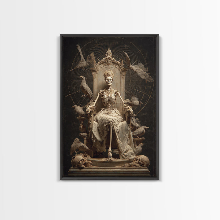 The Bone Queen, Gothic Nightmare Art, Vertical Wall Art, Dark Halloween Decor, Framed Canvas Print, Halloween Wall Art
