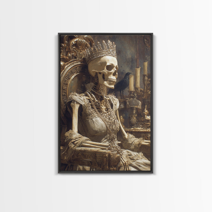 The Bone Queen, Ornate Symbolist Art, Vertical Wall Art, Dark Fantasy Wall Art, Canvas Print, Halloween Wall Art, Horror Wall Art