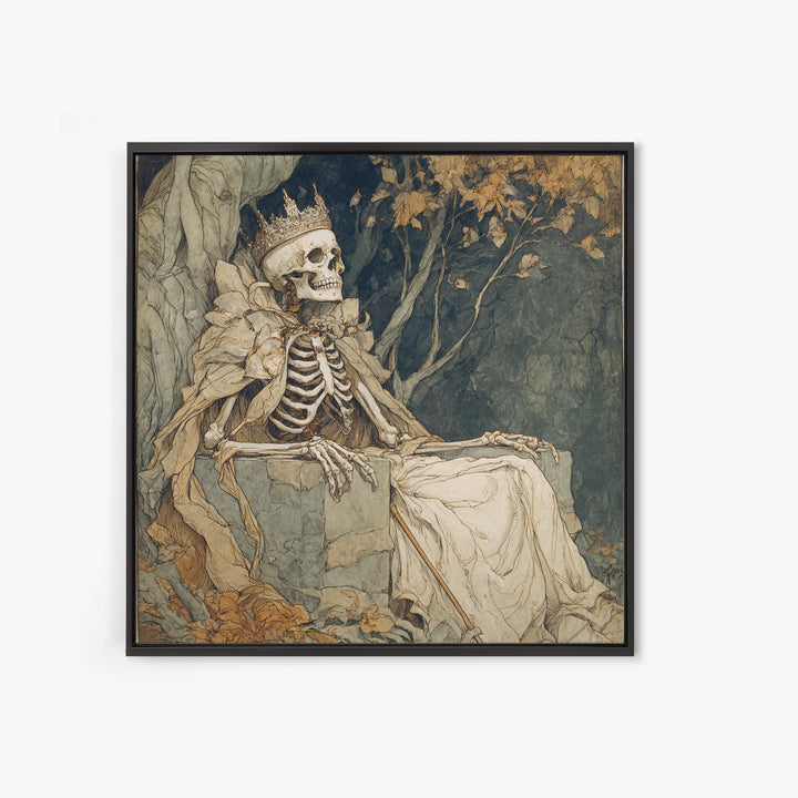 The Bone Queen, Gothic Storybook Art, Square Wall Art, Gothic Horror Wall Art, Canvas Print, Halloween Wall Art, Gothic Home Decor