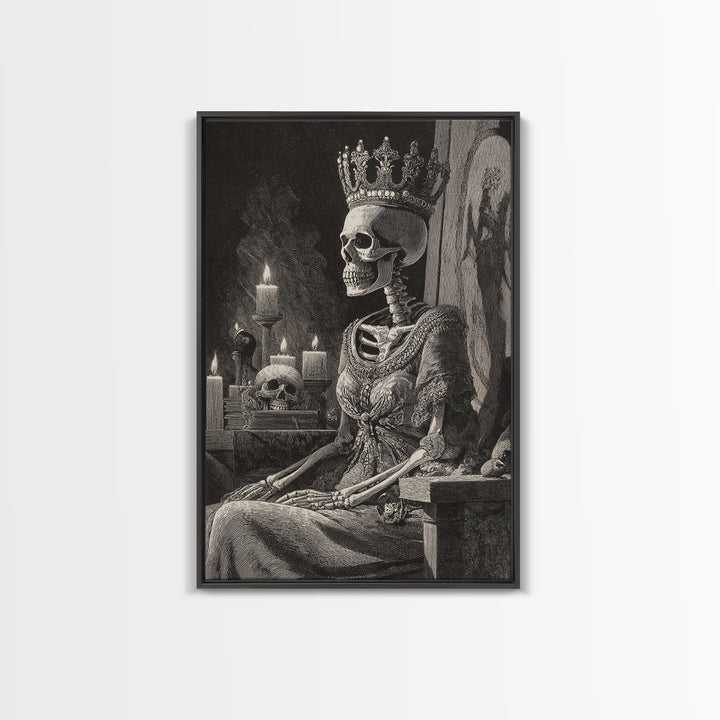 The Bone Queen, Victorian Macabre Art, Vertical Wall Art, Macabre Wall Art, Framed Canvas Print, Halloween Wall Art