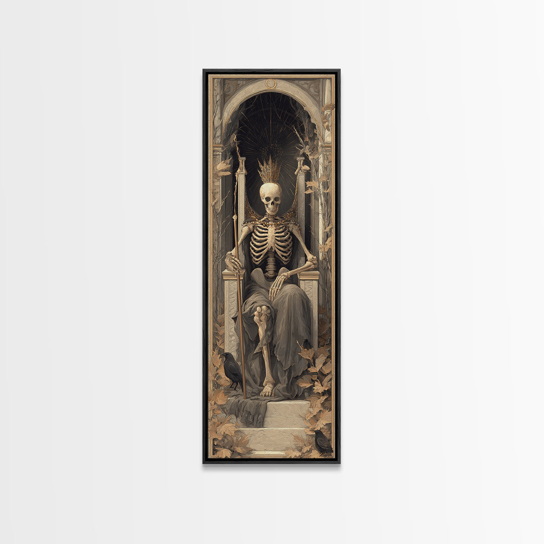 The Bone Queen, Surreal Apocalyptic Art, Tall Narrow Wall Art, Macabre Wall Art, Canvas Print, Halloween Wall Art, Halloween Decor