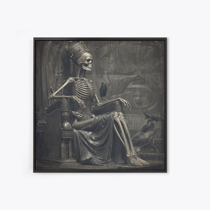 The Bone Queen, Biomechanical Horror Art, Square Wall Art, Dark Halloween Decor, Canvas Print, Halloween Wall Art, Statement Wall Art