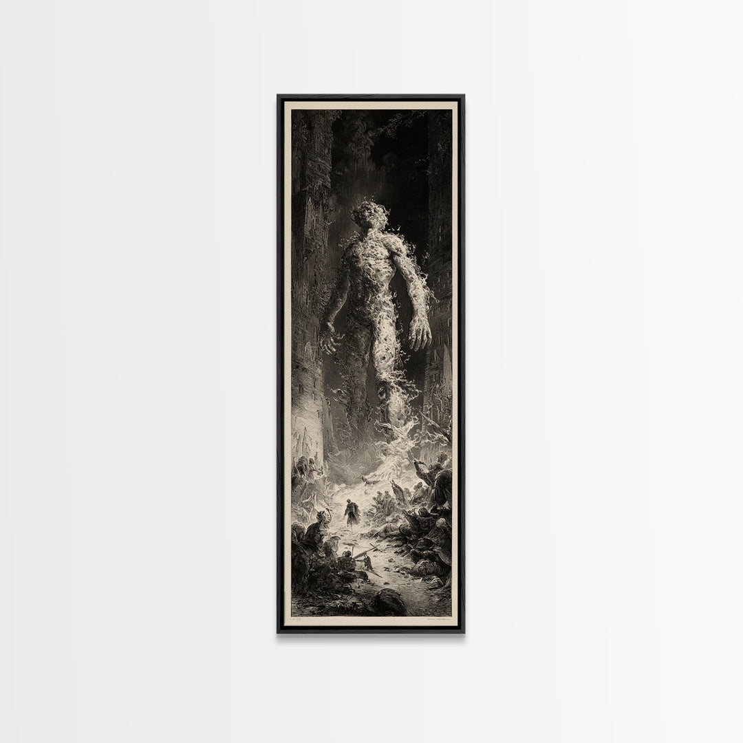 The Candlewax Man, Gothic Engraving Art, Tall Narrow Wall Art, Gothic Horror Wall Art, Framed Canvas Print, Halloween Wall Art