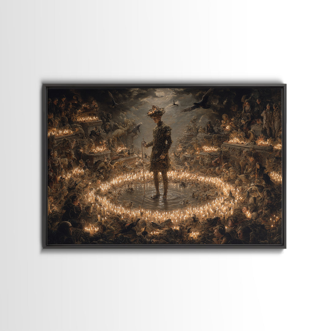 The Candlewax Man, Medieval Grotesque Art, Landscape Wall Art, Dark Fantasy Wall Art, Framed Canvas Print, Halloween Wall Art
