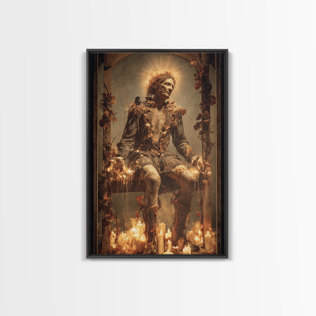 The Candlewax Man, Dark Renaissance Art, Vertical Wall Art, Dark Fantasy Wall Art, Canvas Print, Halloween Wall Art