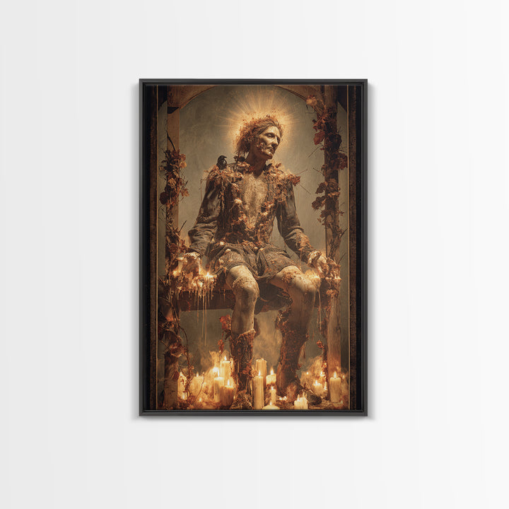 The Candlewax Man, Dark Renaissance Art, Vertical Wall Art, Dark Fantasy Wall Art, Canvas Print, Halloween Wall Art