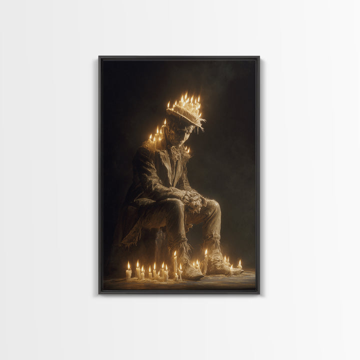 The Candlewax Man, Gothic Nightmare Art, Vertical Wall Art, Dark Halloween Decor, Framed Canvas Print, Halloween Wall Art