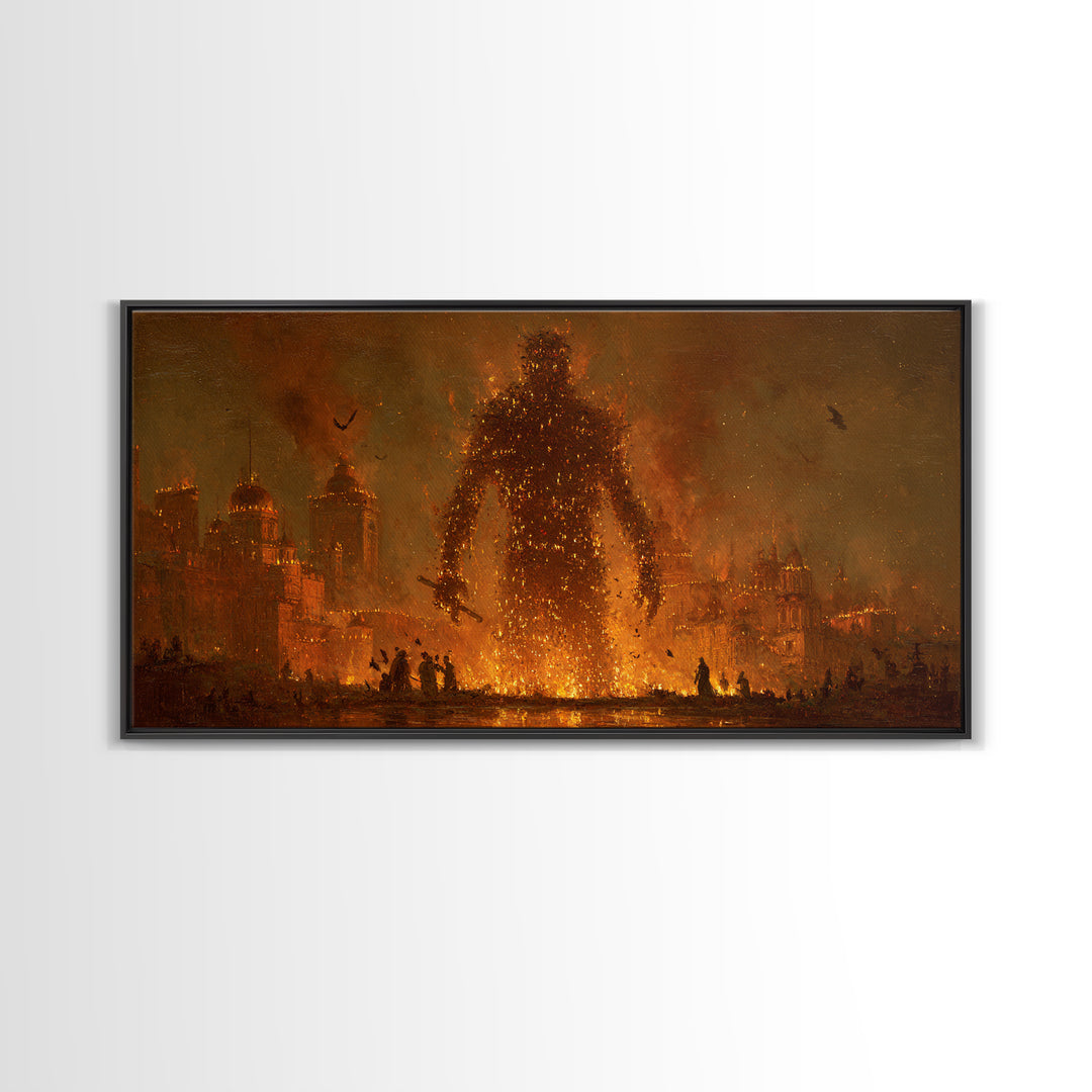 The Candlewax Man, Apocalyptic Romantic Art, Wide Panoramic Art, Dark Fantasy Wall Art, Framed Canvas Print, Halloween Wall Art