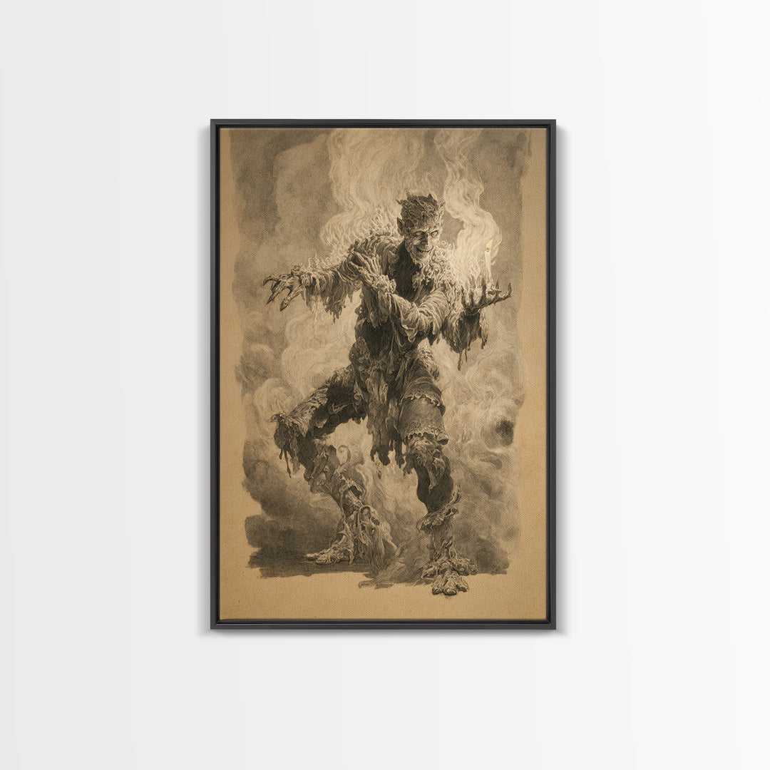 The Candlewax Man, Decadent Gothic Art, Vertical Wall Art, Dark Fantasy Wall Art, Framed Canvas Print, Halloween Wall Art