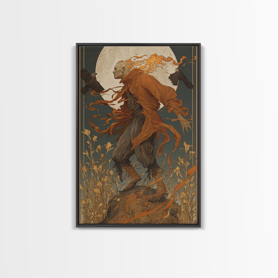 The Candlewax Man, Symbolist Death Art, Vertical Wall Art, Macabre Wall Art, Framed Canvas Print, Halloween Wall Art