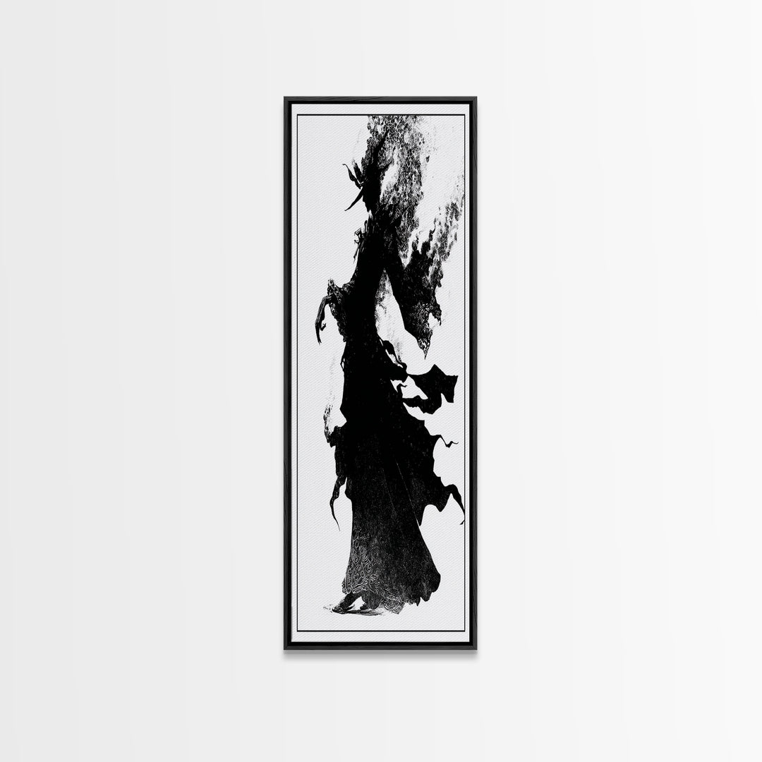 The Candlewax Man, Decadent Line Art, Vertical Wall Art, Dark Fantasy Wall Art, Framed Canvas Print, Halloween Wall Art
