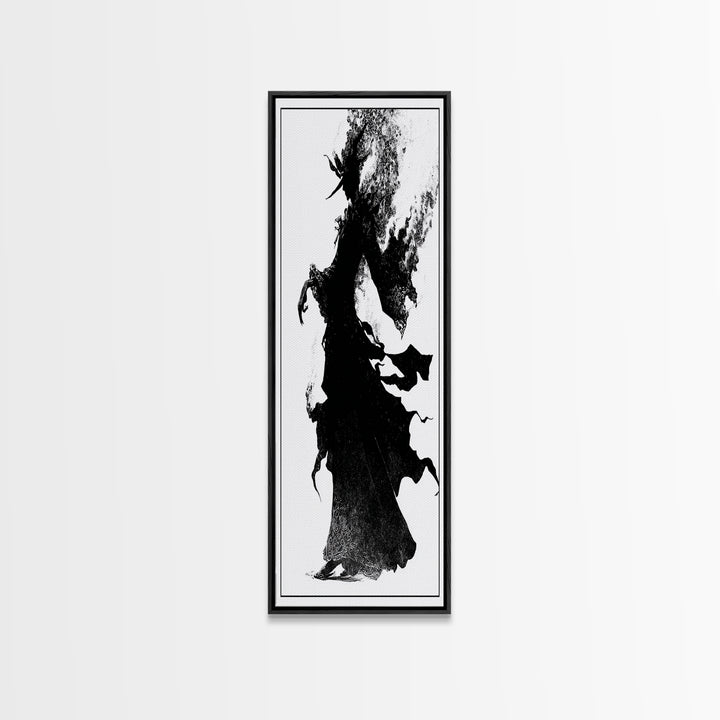 The Candlewax Man, Decadent Line Art, Vertical Wall Art, Dark Fantasy Wall Art, Framed Canvas Print, Halloween Wall Art