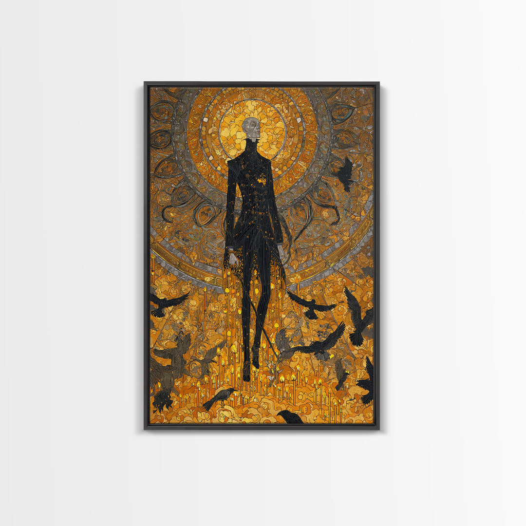 The Candlewax Man, Stained Glass Gothic Art, Vertical Wall Art, Gothic Horror Wall Art, Canvas Print, Halloween Wall Art, Halloween Decor