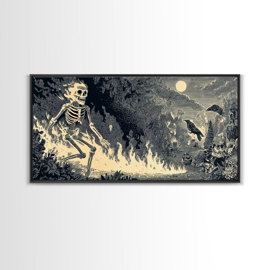 The Candlewax Man, Macabre Folk Print Art, Wide Panoramic Art, Dark Fantasy Wall Art, Canvas Print, Halloween Wall Art