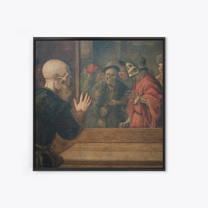 The Mirror Spirit, Danse Macabre Art, Square Wall Art, Dark Halloween Decor, Framed Canvas Print, Halloween Wall Art
