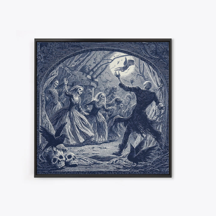 The Mirror Spirit, Macabre Folk Print Art, Square Wall Art, Dark Halloween Decor, Canvas Print, Halloween Wall Art
