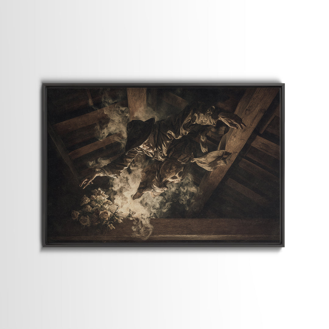 The Attic Whisperer, Dark Renaissance Art, Landscape Wall Art, Macabre Wall Art, Canvas Print, Halloween Wall Art