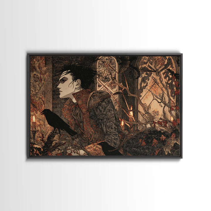 The Attic Whisperer, Stained Glass Gothic Art, Landscape Wall Art, Dark Halloween Decor, Canvas Print, Halloween Wall Art, Macabre Wall Art