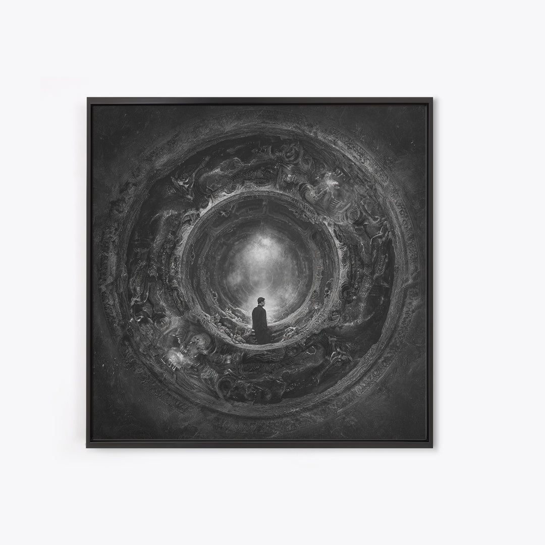 The Attic Whisperer, Biomechanical Horror Art, Square Wall Art, Dark Halloween Decor, Canvas Print, Halloween Wall Art, Statement Wall Art