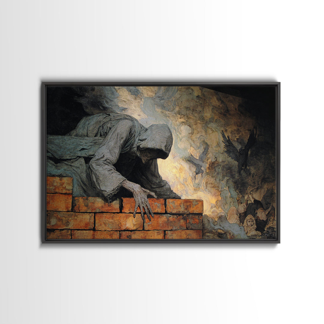 The Chimney Phantom, Dark Renaissance Art, Landscape Wall Art, Dark Fantasy Wall Art, Canvas Print, Halloween Wall Art