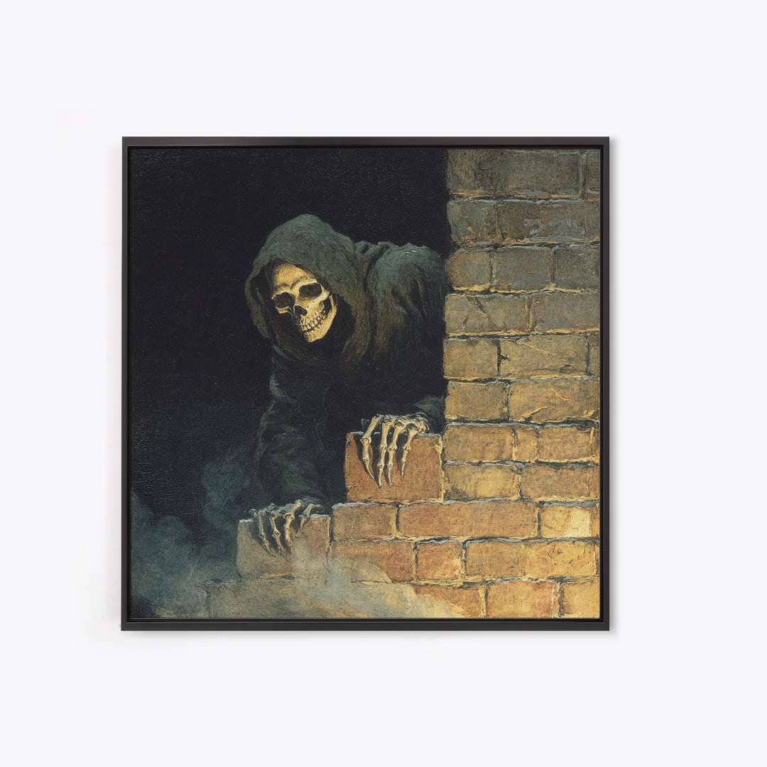 The Chimney Phantom, Danse Macabre Art, Square Wall Art, Gothic Horror Wall Art, Framed Canvas Print, Halloween Wall Art