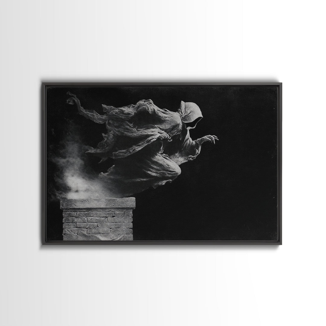 The Chimney Phantom, Symbolist Gothic Landscape, Landscape Wall Art, Dark Fantasy Wall Art, Framed Canvas Print, Halloween Wall Art