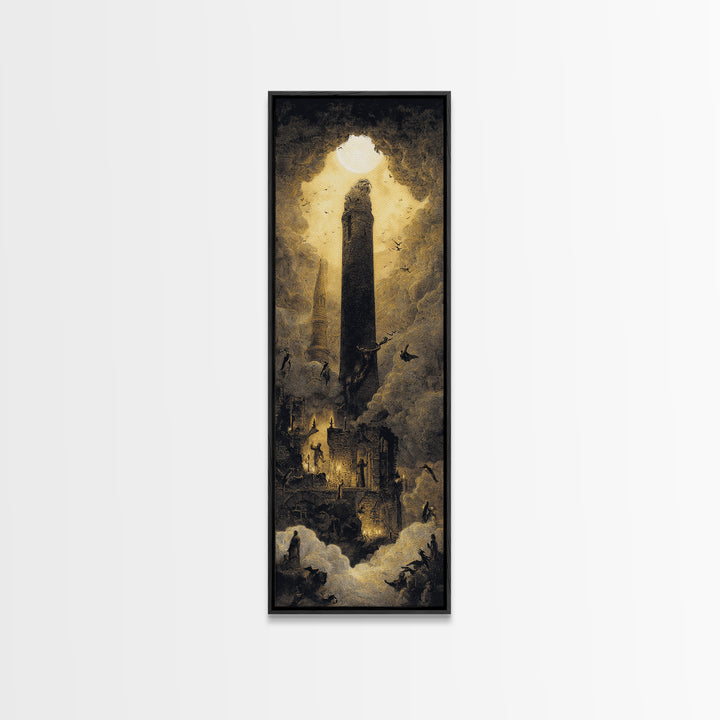 The Chimney Phantom, Surreal Apocalyptic Art, Tall Narrow Wall Art, Gothic Horror Wall Art, Canvas Print, Halloween Wall Art