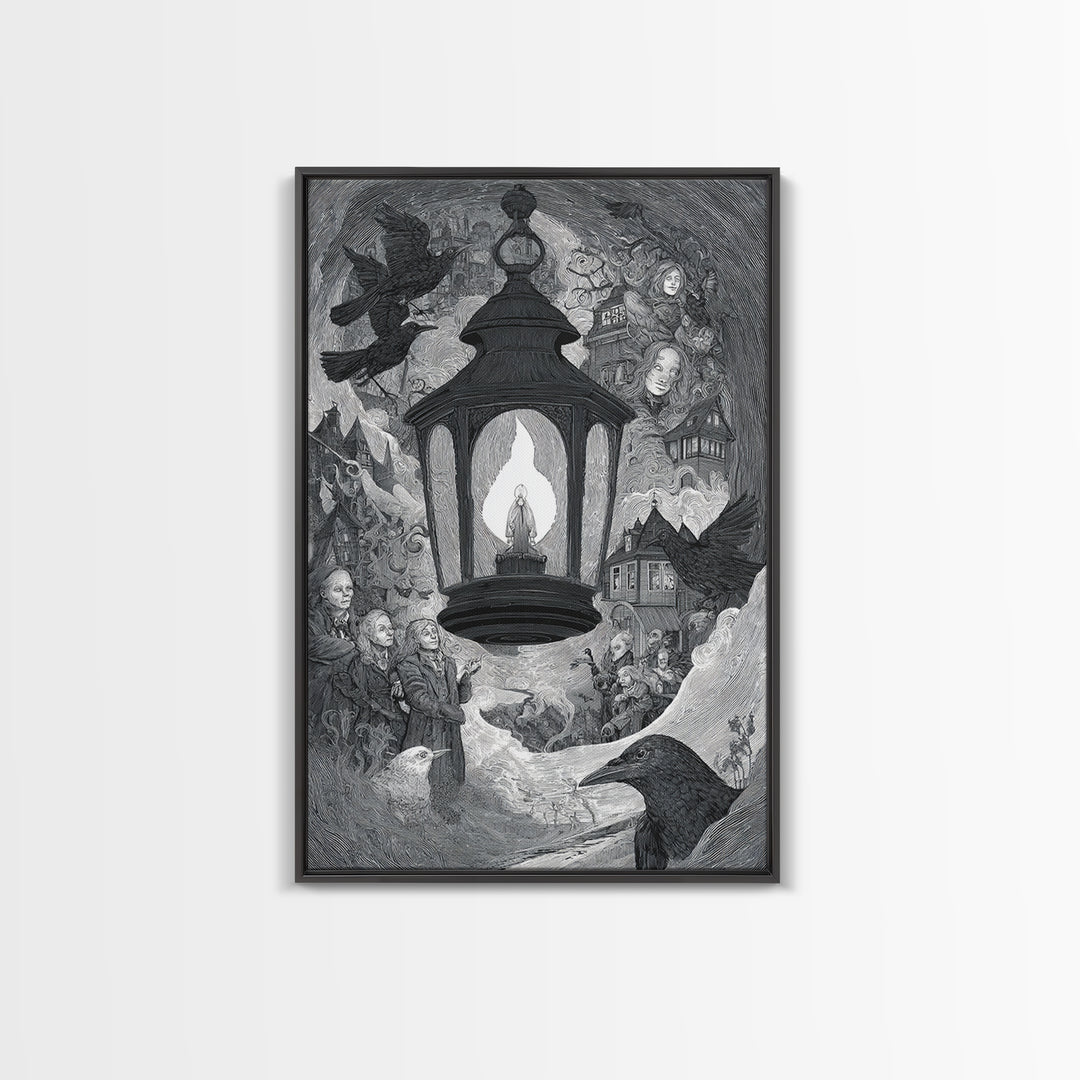 The Lantern Specter, Victorian Macabre Art, Vertical Wall Art, Dark Fantasy Wall Art, Canvas Print, Halloween Wall Art