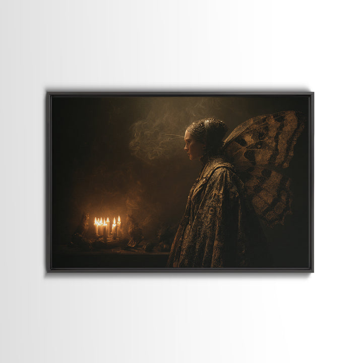 The Velvet Moth Witch, Symbolist Gothic Landscape, Landscape Wall Art, Gothic Horror Wall Art, Canvas Print, Halloween Wall Art