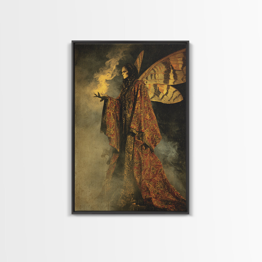 The Velvet Moth Witch, Decadent Gothic Art, Vertical Wall Art, Macabre Wall Art, Canvas Print, Halloween Wall Art, Horror Wall Art