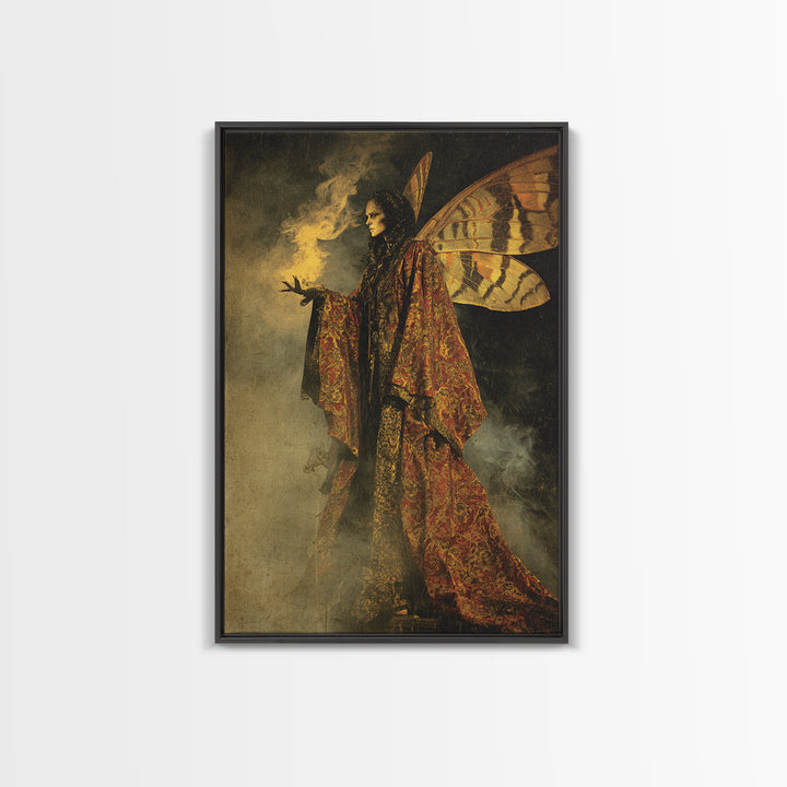 The Velvet Moth Witch, Decadent Gothic Art, Vertical Wall Art, Macabre Wall Art, Canvas Print, Halloween Wall Art, Horror Wall Art
