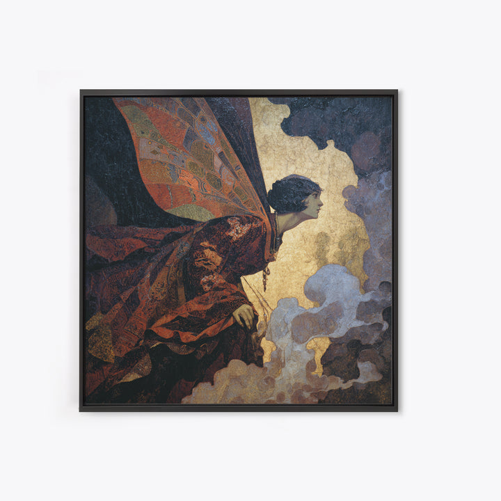 The Velvet Moth Witch, Dark Symbolist Art, Square Wall Art, Macabre Wall Art, Canvas Print, Halloween Wall Art