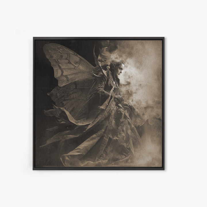 The Velvet Moth Witch, Biomechanical Horror Art, Square Wall Art, Gothic Horror Wall Art, Canvas Print, Halloween Wall Art, Dark Fantasy Art