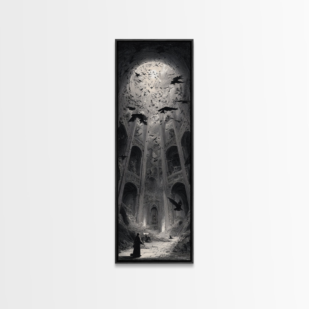 The Ghostly Groom, Gothic Engraving Art, Tall Narrow Wall Art, Gothic Horror Wall Art, Canvas Print, Halloween Wall Art
