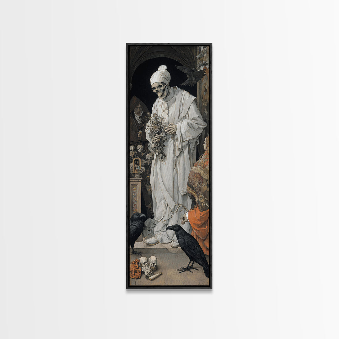 The Ghostly Groom, Danse Macabre Art, Tall Narrow Wall Art, Gothic Horror Wall Art, Framed Canvas Print
