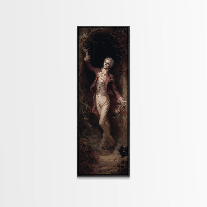 The Ghostly Groom, Gothic Nightmare Art, Tall Narrow Wall Art, Macabre Wall Art, Framed Canvas Print, Halloween Wall Art