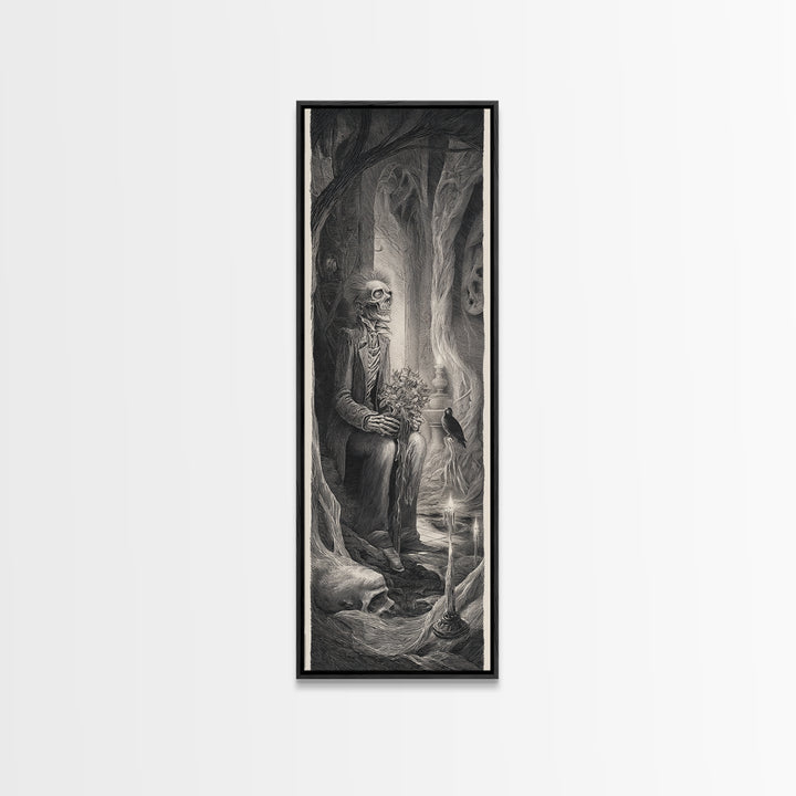 The Ghostly Groom, Expressionist Nightmare Art, Tall Narrow Wall Art, Dark Halloween Decor, Framed Canvas Print, Halloween Wall Art