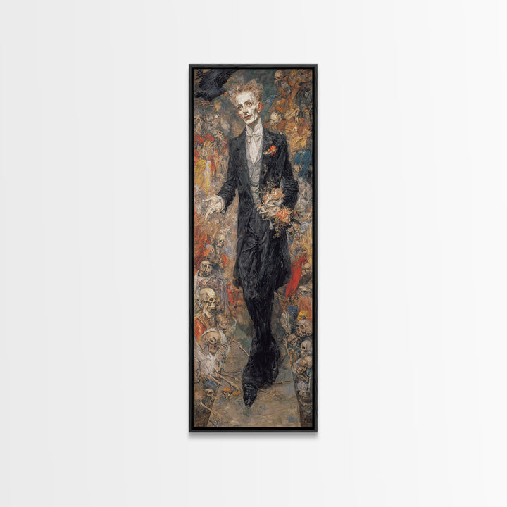 The Ghostly Groom, Grotesque Carnival Art, Tall Narrow Wall Art, Dark Fantasy Wall Art, Canvas Print, Halloween Wall Art, Horror Wall Art